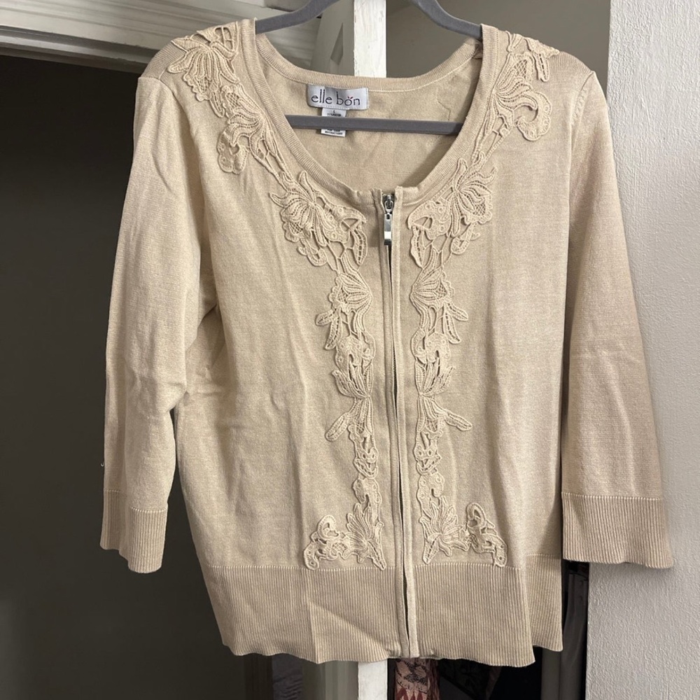 Lace appliqué sweater